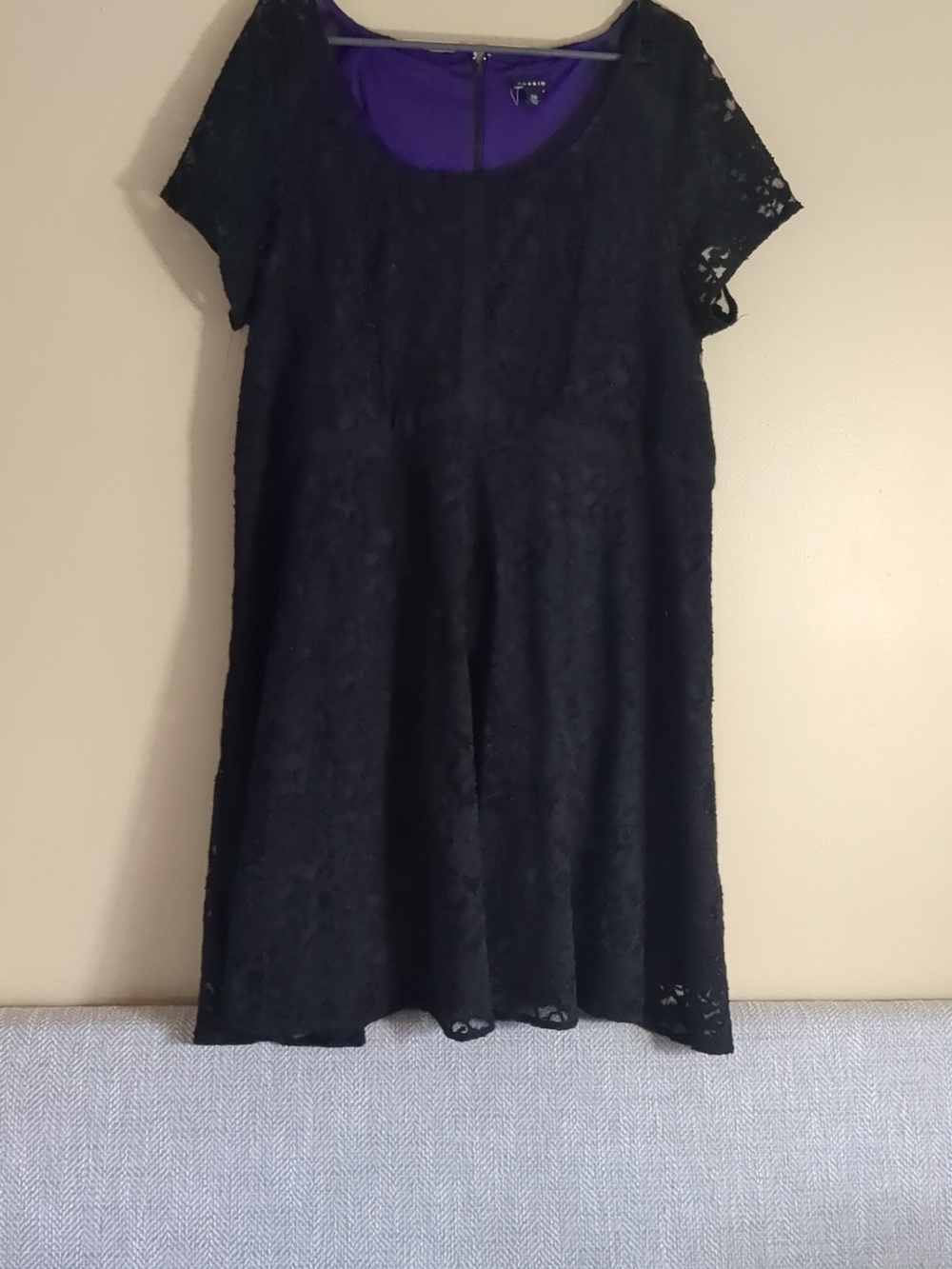 20 Torrid Dress Purple With Black Lace Overlay
